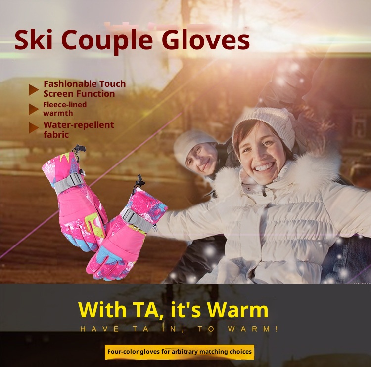 ActiveGo Parent-Child Winter Warm Ski Gloves Waterproof Cold-Proof Fleece-Lined Thickened Touchscreen Outdoor Hiking Cycling_voghion.com