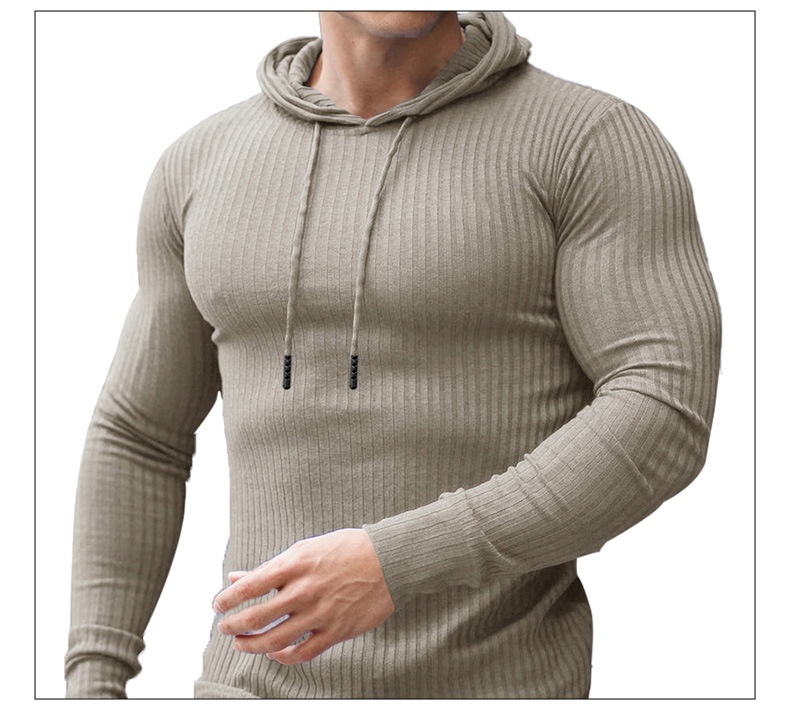 ActiveGo ActiveGo Cross-Border Muscle Fitness Europäischer und amerikanischer Herren-Sportpullover mit langen Ärmeln, schmaler Passform, Kapuze, ideal für Outdoor-Laufen, mit Kapuze_voghion.com