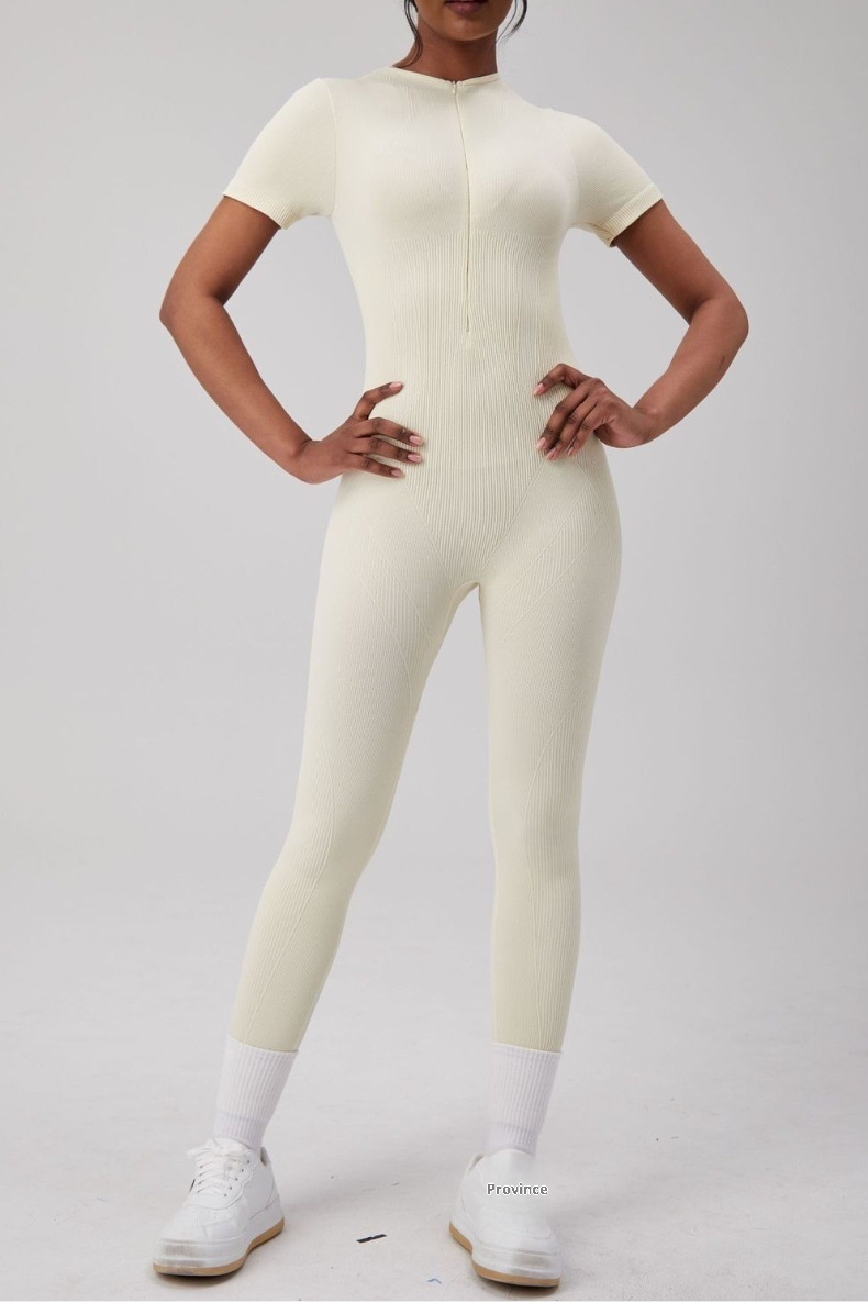 001 European And American Style Zipper One-Piece For Women, Cross-Border Running Sports Fitness Quick-Dry Breathable Shaping_voghion.com