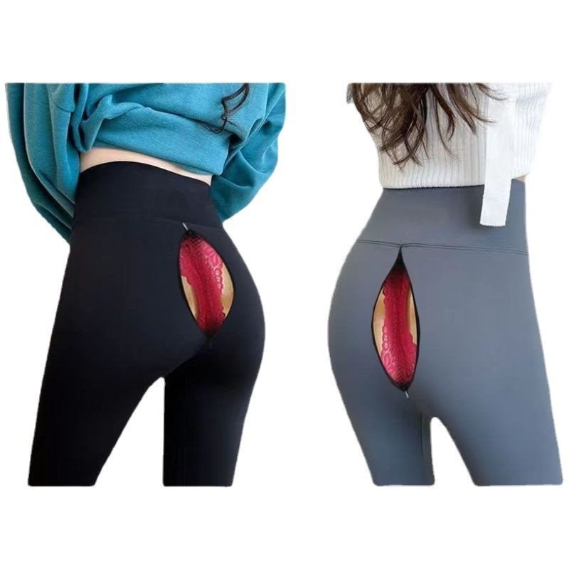 001 Open-Crotch Yoga Date No-Peel Leggings Double-Headed Zipper Tight Pants High Waist Manufacturer Direct Sale_voghion.com