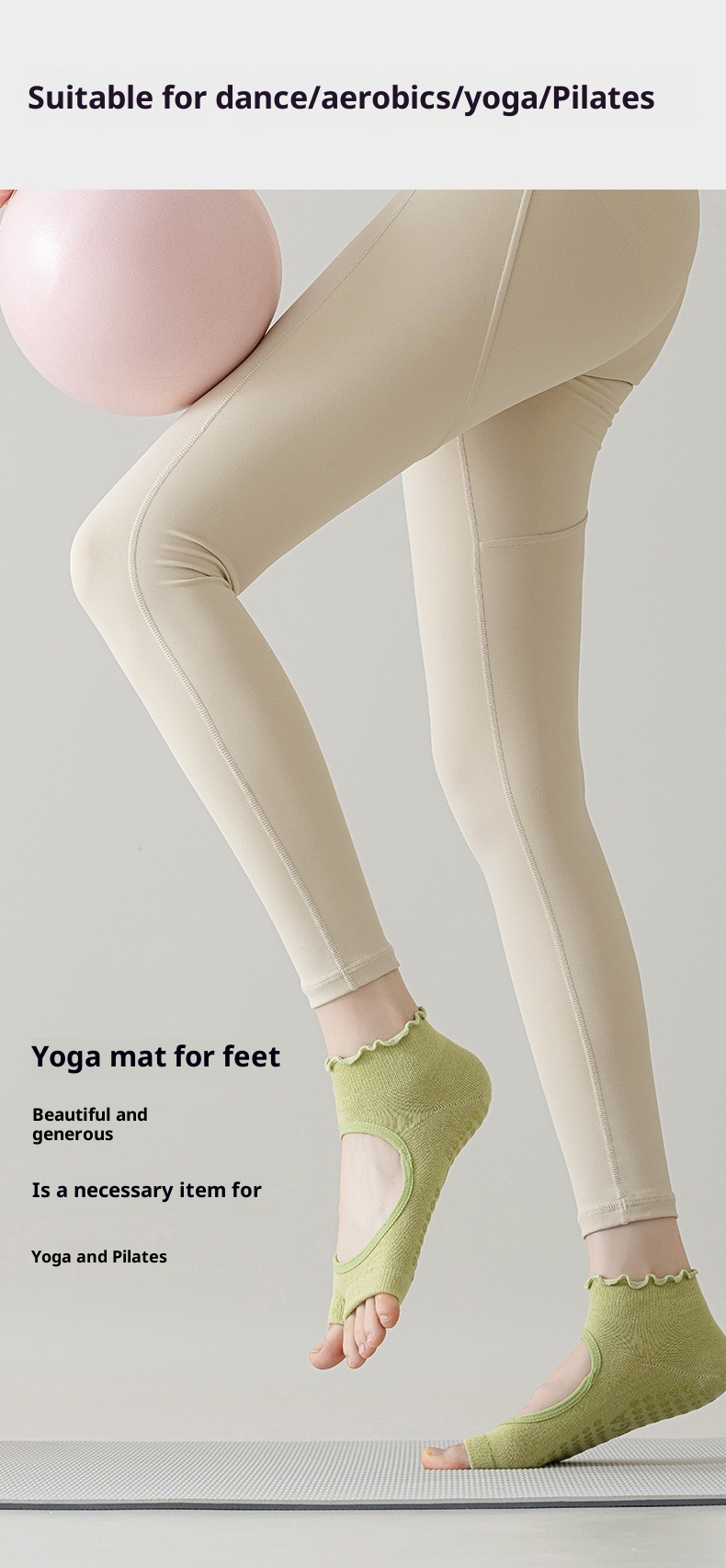 001 Calzini sportivi in pizzo con punta aperta, traspiranti, antiscivolo, per Pilates, Yoga, Fitness e Danza, in cotone, assorbenti e traspiranti_voghion.com