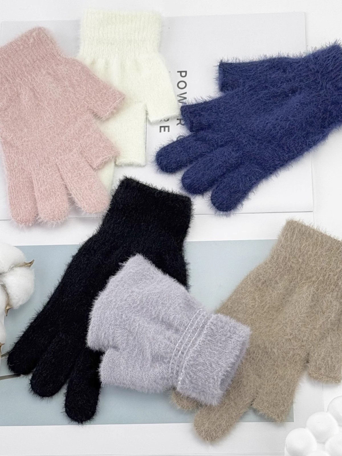 ActiveGo Winter Warm Plush Thickened Cold-Proof Student Two-Finger Exposed Outdoor Cycling Skiing Gloves_voghion.com