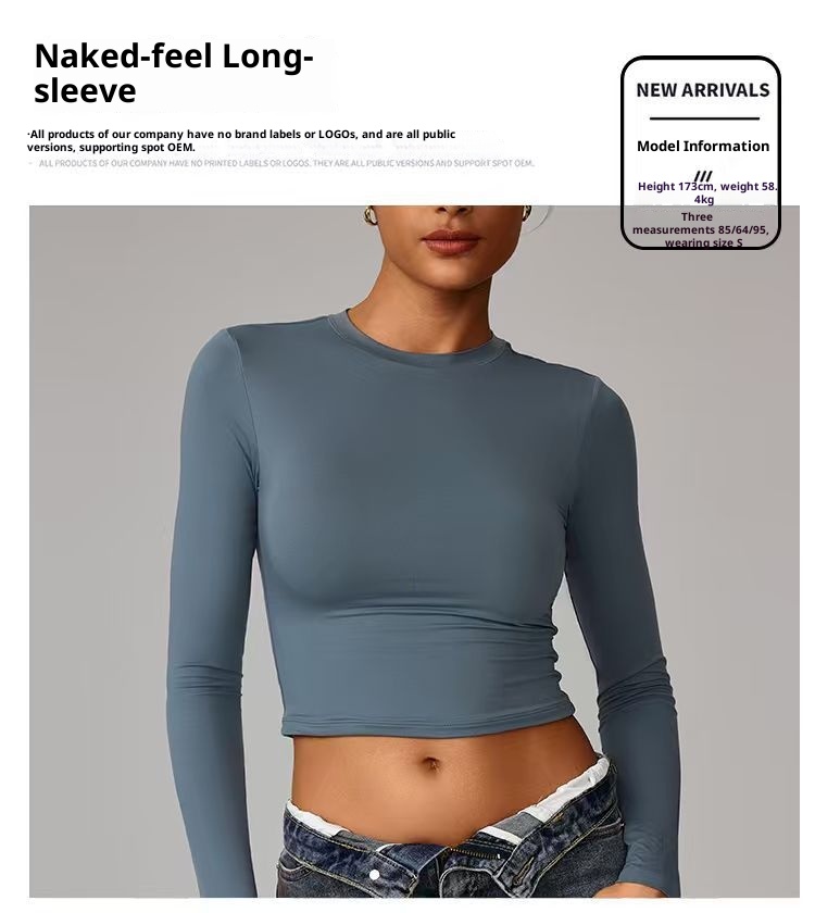 T-shirt moulant femme 001, séchage rapide, manches longues, idéal pour le yoga, le pilates, la course à pied et le fitness (réf. 8743)_voghion.com