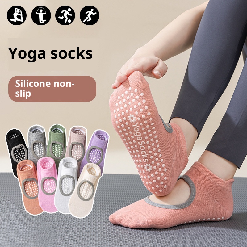 001 Professional Indoor Fitness Yoga Pilates Silicone Non-Slip Socks For Women Hollow Out Backless Breathable_voghion.com