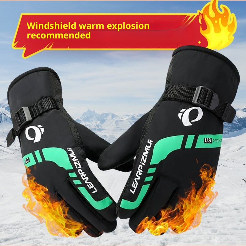 Guanti caldi ActiveGo con fodera in pile, spessi per l'inverno, da uomo, per ciclismo, all'aperto, antifreddo, grandi, da sci e moto, in cotone_voghion.com