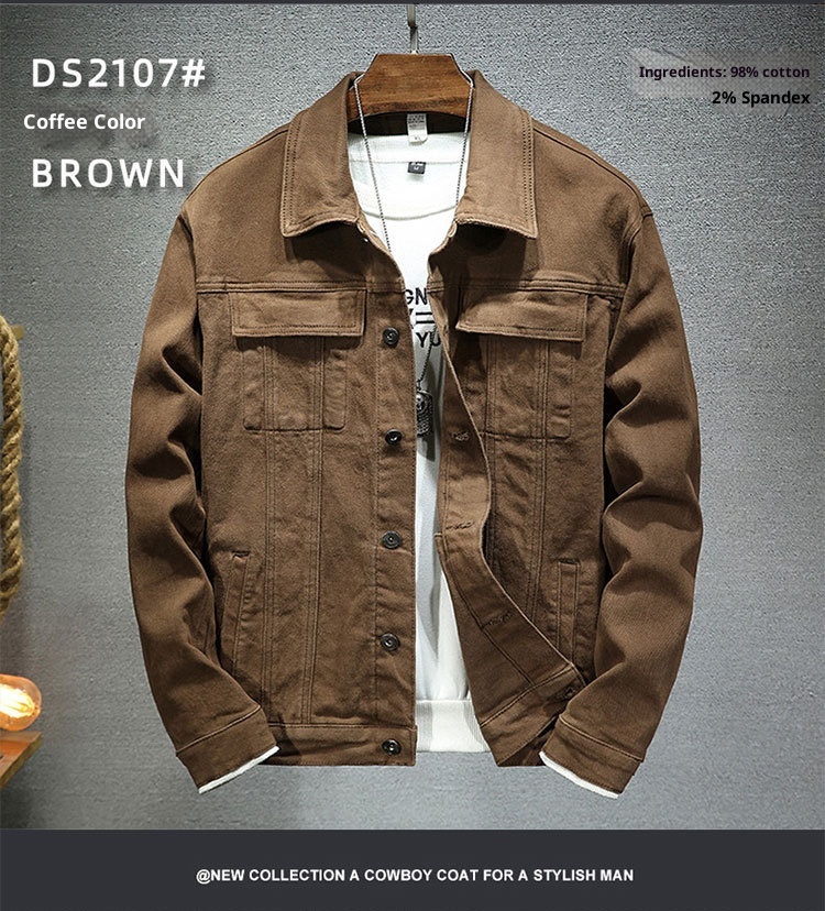 Chaqueta elástica ActiveGo 2025 para hombre, color negro, elegante, estilo europeo y americano, de mezclilla sencilla para primavera y otoño._voghion.com