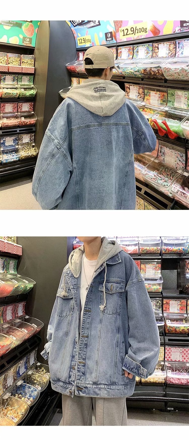 ActiveGo ActiveGo Men's Denim With Hood Korean Trendy Retro Brand European And Street American Handsome Hong Kong Style Jacket_voghion.com