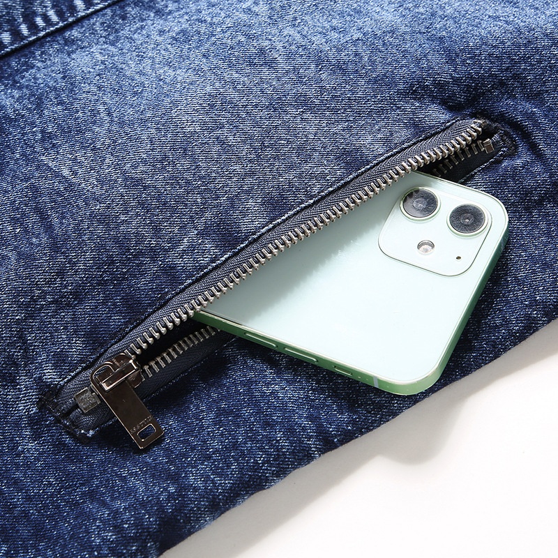 ActiveGo 2022 Primavera Otoño Nueva Chaqueta para Hombre Moda Estilo Europeo y Americano Casual Elástico Lavado Denim Top_voghion.com