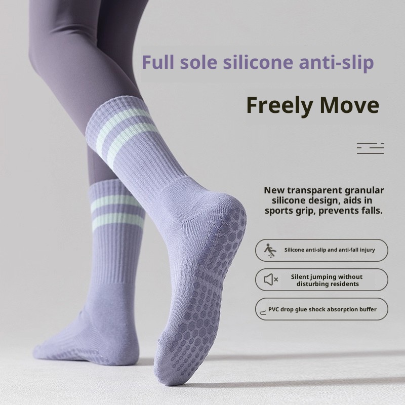 001 Yoga Professional Damen Pilates Verdickte Sport Fitness Laufseil Springseil Hochdruck Anti-Rutsch Socken_voghion.com