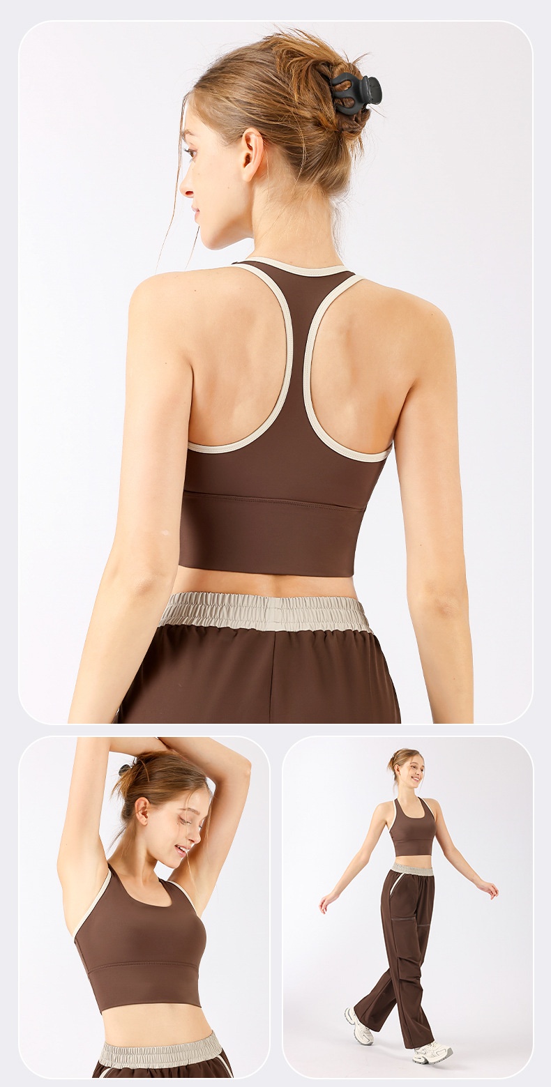 001 Sports Bra Women, Shockproof Fixed Cup Top, Fitness Shirt, Running Quick-Dry Red Bra, Yoga Vest For Spring_voghion.com