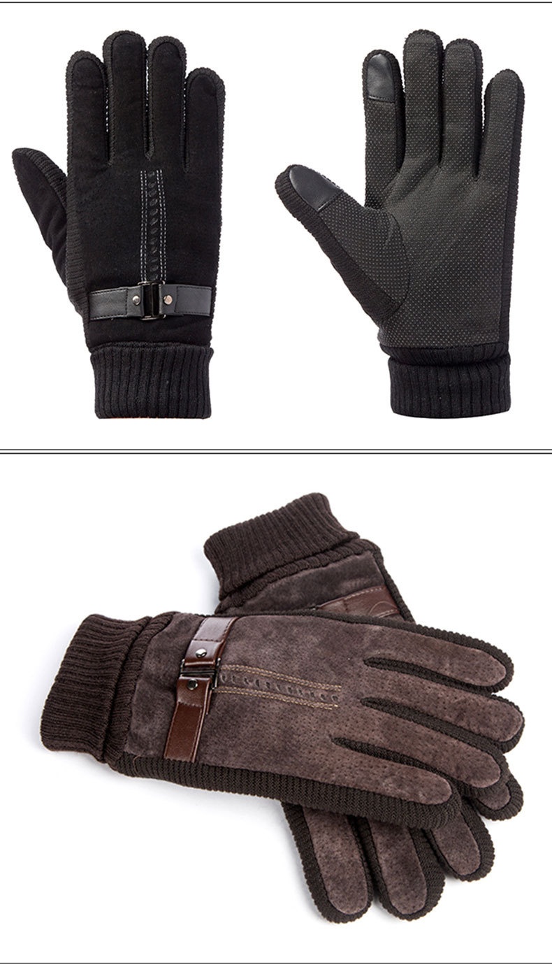 Guanti invernali ActiveGo in vera pelle per uomo e donna, spessi e foderati in pile, caldi guanti in cotone, antivento per ciclismo e sci all'aperto_voghion.com