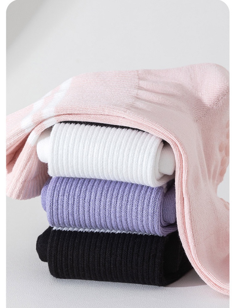 001 Professionelle Yoga-Socken für Damen, wadenlang, Frühling und Sommer, rutschfest, Pilates, Anfänger, für drinnen, speziell für den Boden_voghion.com