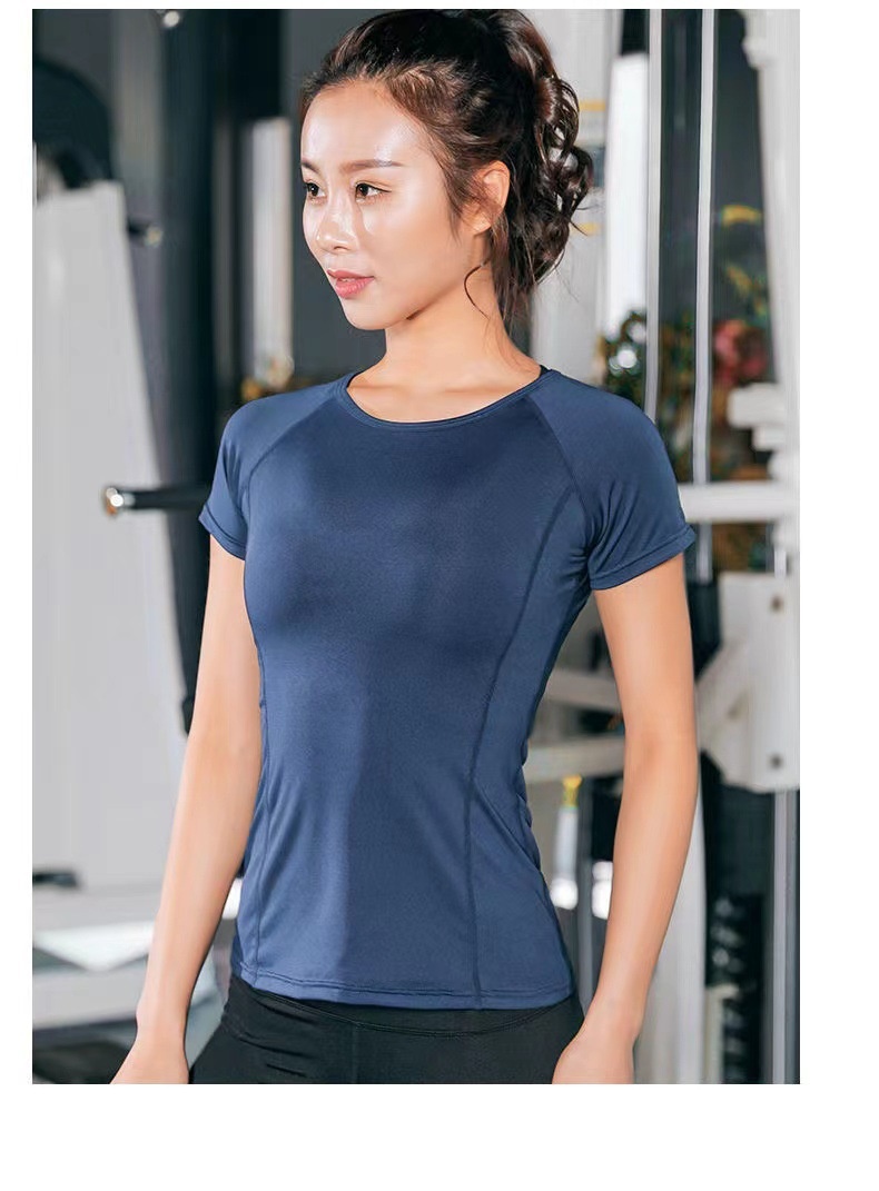 Camiseta de mujer 001, transpirable y de secado rápido, corte ajustado, ideal para entrenamiento físico, correr y yoga._voghion.com