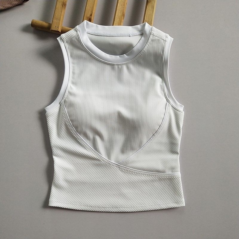 001 Camisole With Chest Pads Concealing Side Breast, Sports Vest For Women, Yoga Bra, Running Fitness Shirt, Sleeveless,_voghion.com