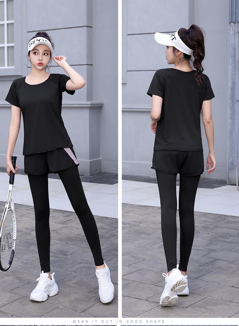 001 2025 Top da donna a maniche corte, maglietta estiva da yoga, corsa mattutina, set sportivo, abbigliamento fitness_voghion.com