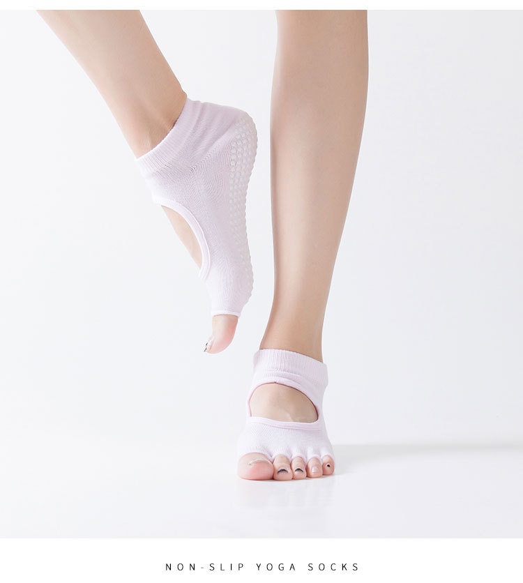 001 In Stock Direct Shipping Korean Hot Sale Open Back Yoga Five Toe Pointed Yogo Fitness Non-Slip Floor Socks_voghion.com