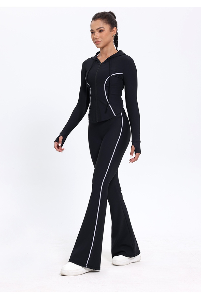 Pantalon de yoga taille haute pour femme, effet push-up, idéal pour le fitness, la course à pied et l'entraînement en extérieur. Coupe évasée et amincissante._voghion.com