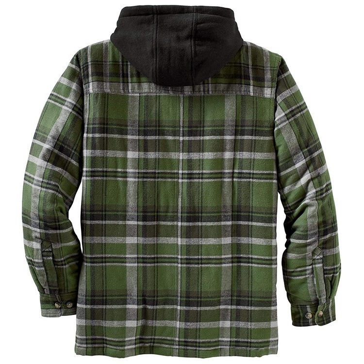 ActiveGo ActiveGo Commercio Estero Abbigliamento Uomo Stile Europeo e Americano Autunno Inverno Cotone Spesso Plaid Manica Lunga Largo Con Cappuccio_voghion.com