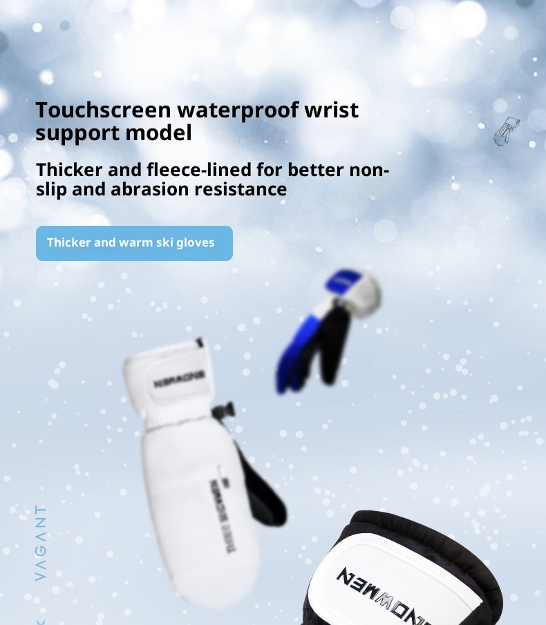 ActiveGo Dropshipping Ski Gloves For Men And Women, Thickened Windproof Cycling Outdoor Touchscreen Five-Finger Snowboarding_voghion.com