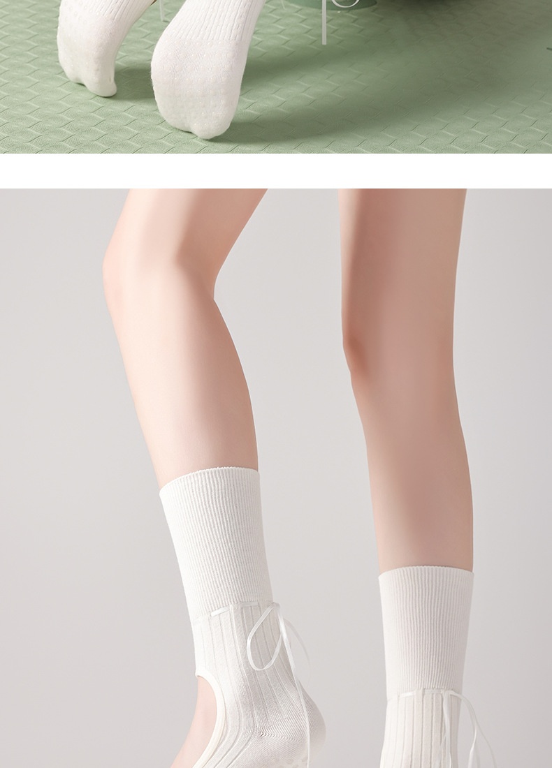 001 Video Album Parameters Yoga Ballet Pilates Special Socks Non-Slip Open Toe Miu Style Ribbon_voghion.com