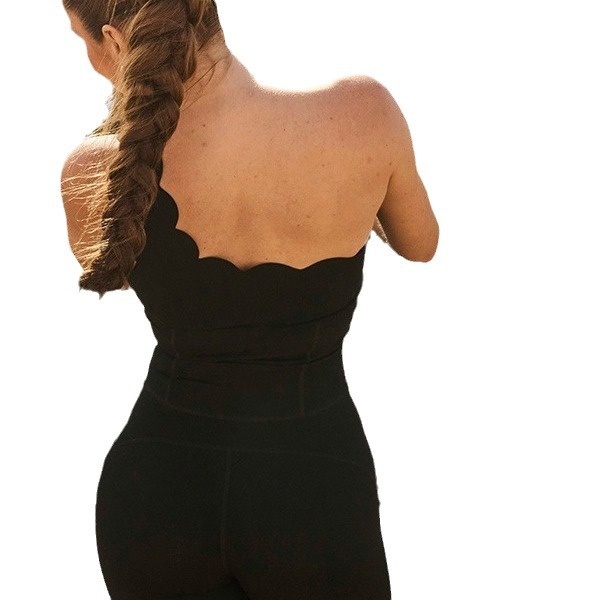 001 Tuta sportiva da donna con spalle scoperte, tuta da yoga aderente con cuscinetti per il petto, controllo della pancia, arricciata_voghion.com