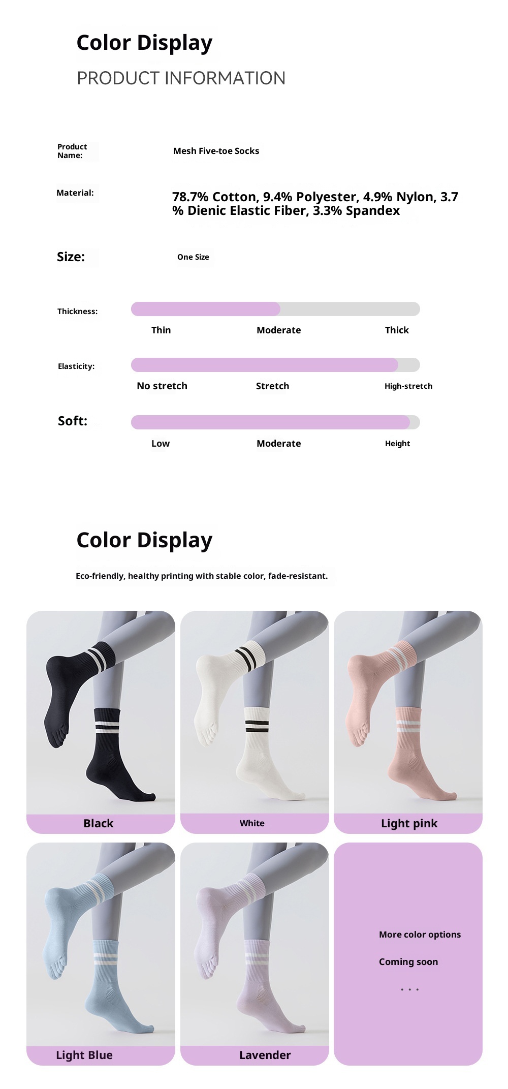001 Yoga For Women, Sweat-Absorbent, Breathable, Finger-Separated High Elasticity, Mesh Five-Toe Socks, Non-Slip Fitness_voghion.com