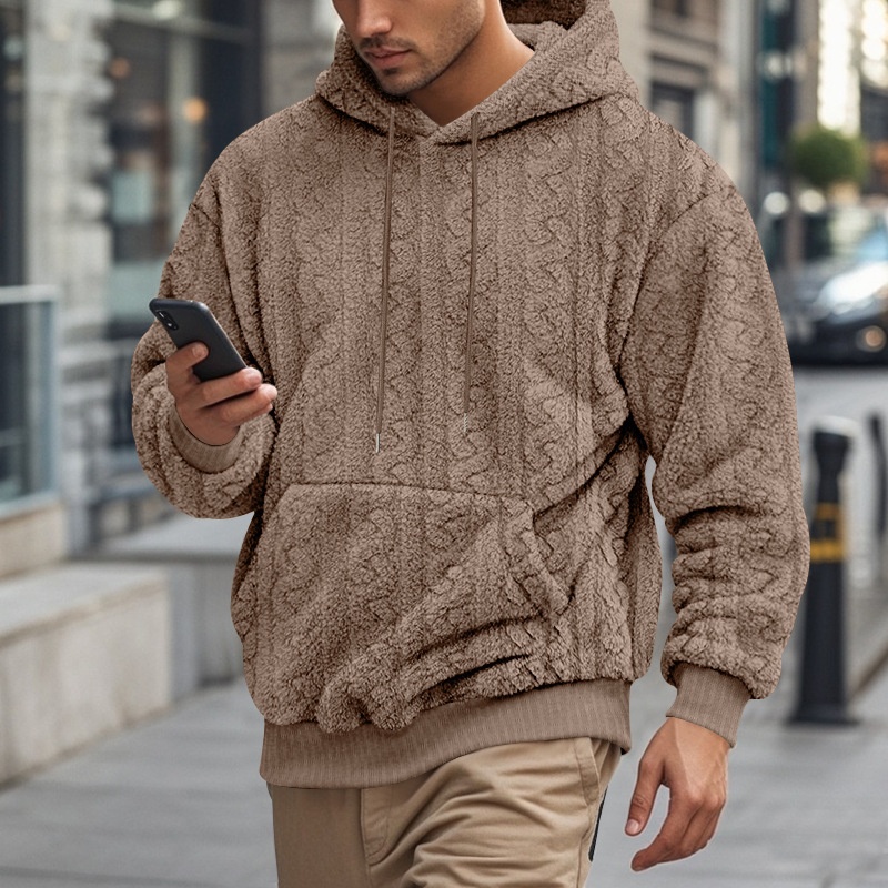 ActiveGo ActiveGo Cross-Border European And American Outdoor Autumn Winter New Men's Hooded Jacquard Teddy Fleece Sports Casual_voghion.com