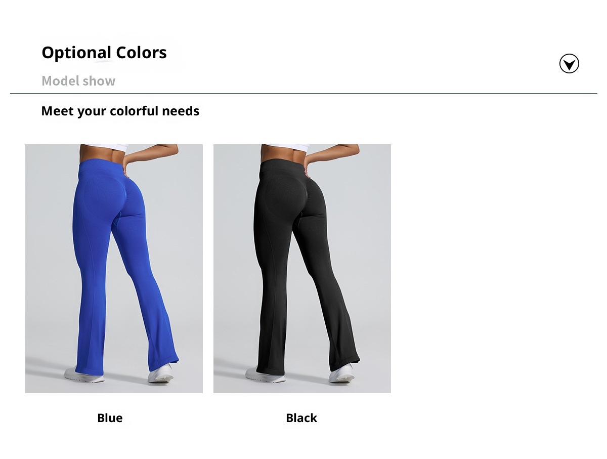 001 En stock Nouveau pantalon de sport évasé pour femme, effet push-up, coupe slim, jambes droites, jambes larges, idéal pour le fitness et le yoga_voghion.com