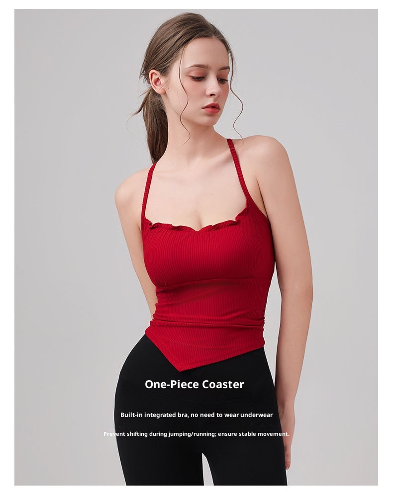 001 Fixed Cup Cross Vest Women Slimming Yoga Fitness Comfortable Thin Strap Outer Wear Sports Bra_voghion.com