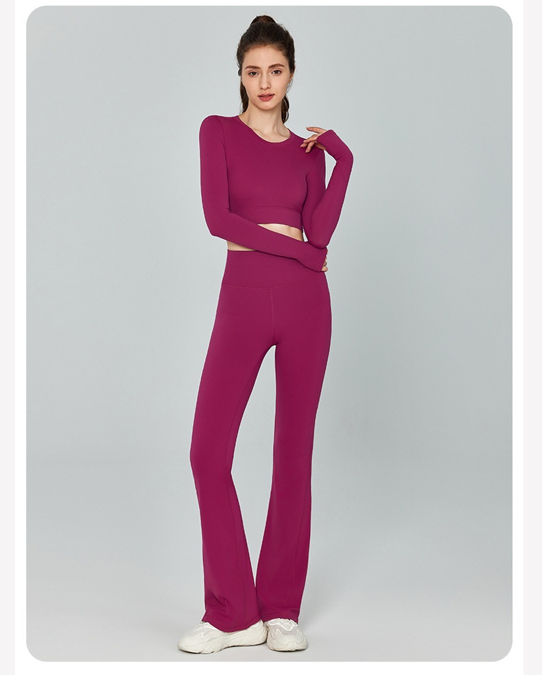 001 Cross-Border Sexy Back Yoga Shirt Long Sleeve With Chest Pad Slim Fit Short Sports Top Running Training Fitness Cover-Up_voghion.com