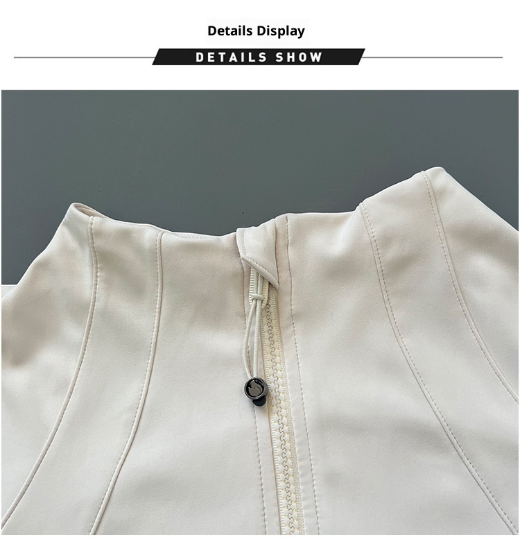 001 Giacca sportiva da corsa, ciclismo e yoga con colletto rialzato, con cerniera, a maniche lunghe, vestibilità slim, snellente, fitness, sole_voghion.com