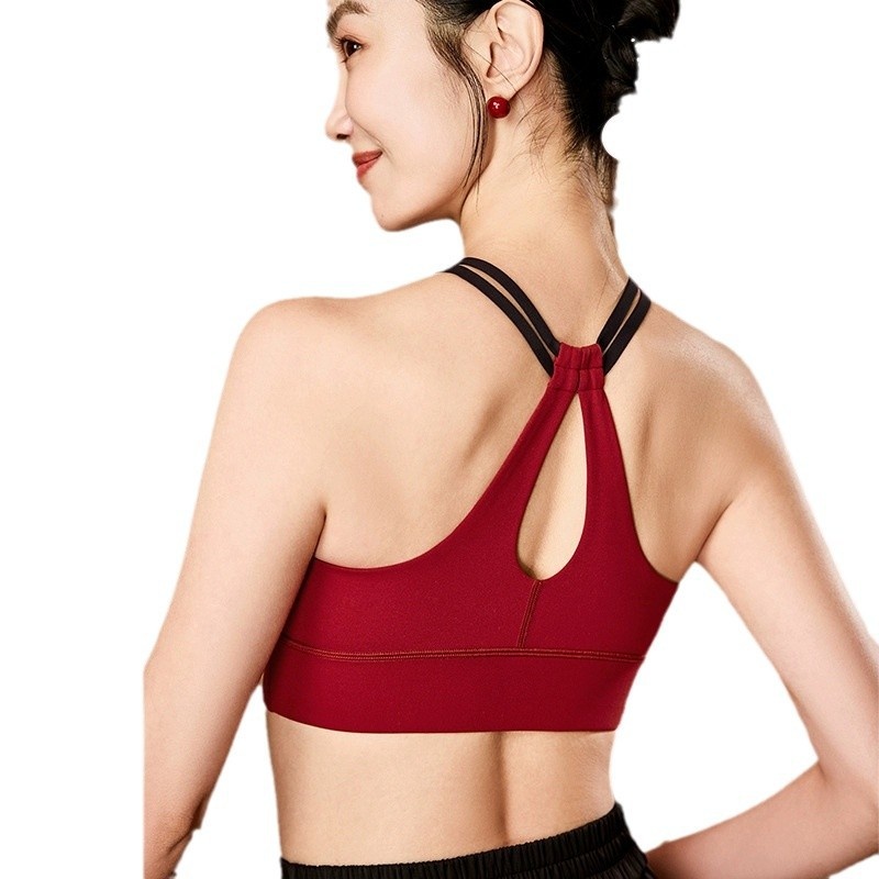 001 2025 New Year Festive Red Yoga Outfit Chinese Style Design Fashion Color-Block Halter Neck Beautiful Back Wide-Leg_voghion.com