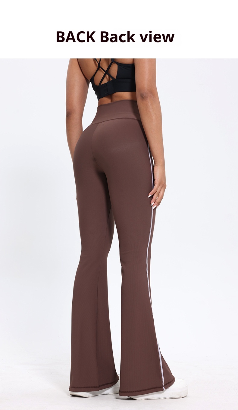 Pantalon de yoga taille haute pour femme, effet push-up, idéal pour le fitness, la course à pied et l'entraînement en extérieur. Coupe évasée et amincissante._voghion.com