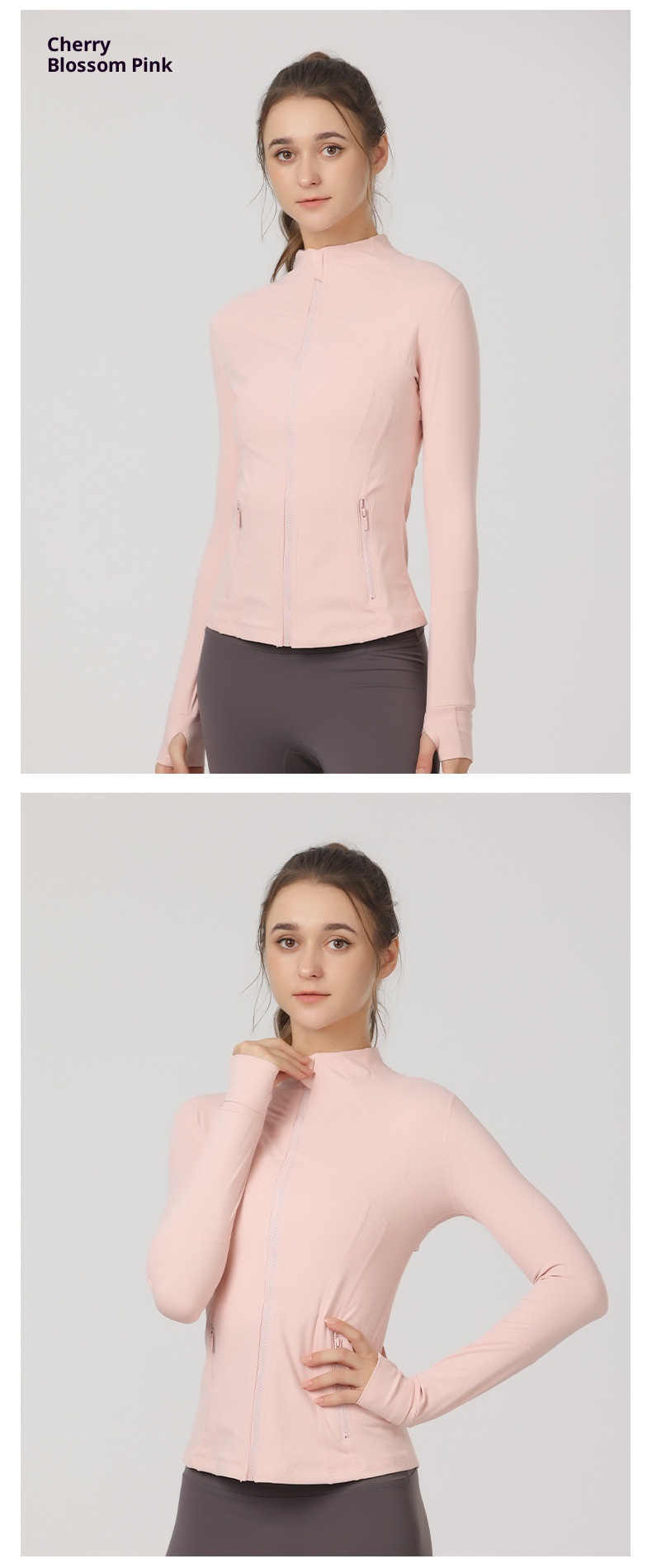 001 Lu Spring Summer Skin-Friendly Double-Sided Brushed Elastic Defi Top Sports Slim Fit Stand Collar Jacket Yoga Wear Coat_voghion.com