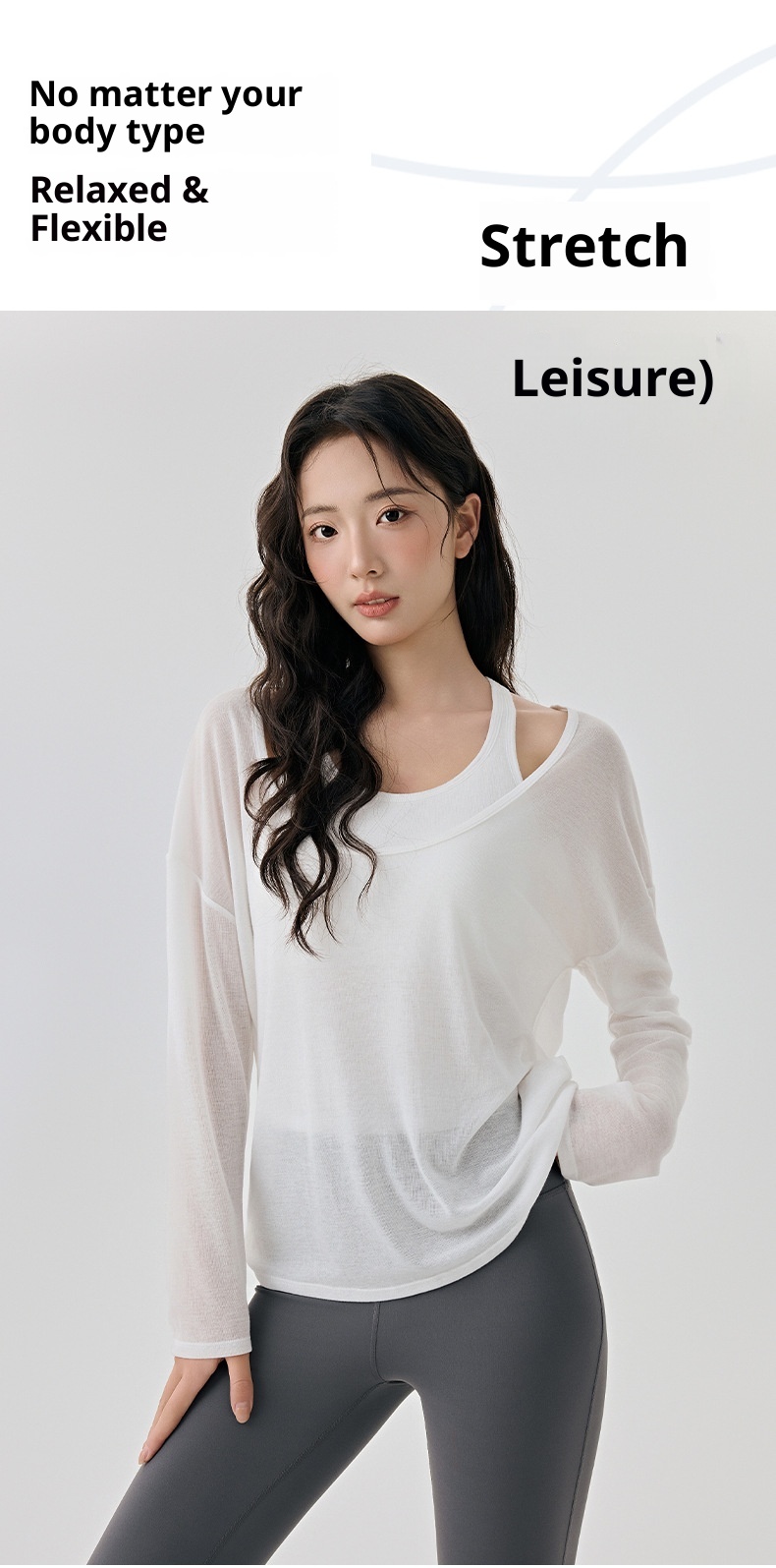 001 Yoga Suit For Women, High-End Layered Two-Piece Set, Breathable Long-Sleeve Top, Pilates Sports Vest With Chest Pads_voghion.com