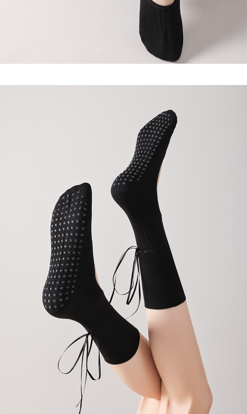 001 Video Album Parameters Yoga Ballet Pilates Special Socks Non-Slip Open Toe Miu Style Ribbon_voghion.com