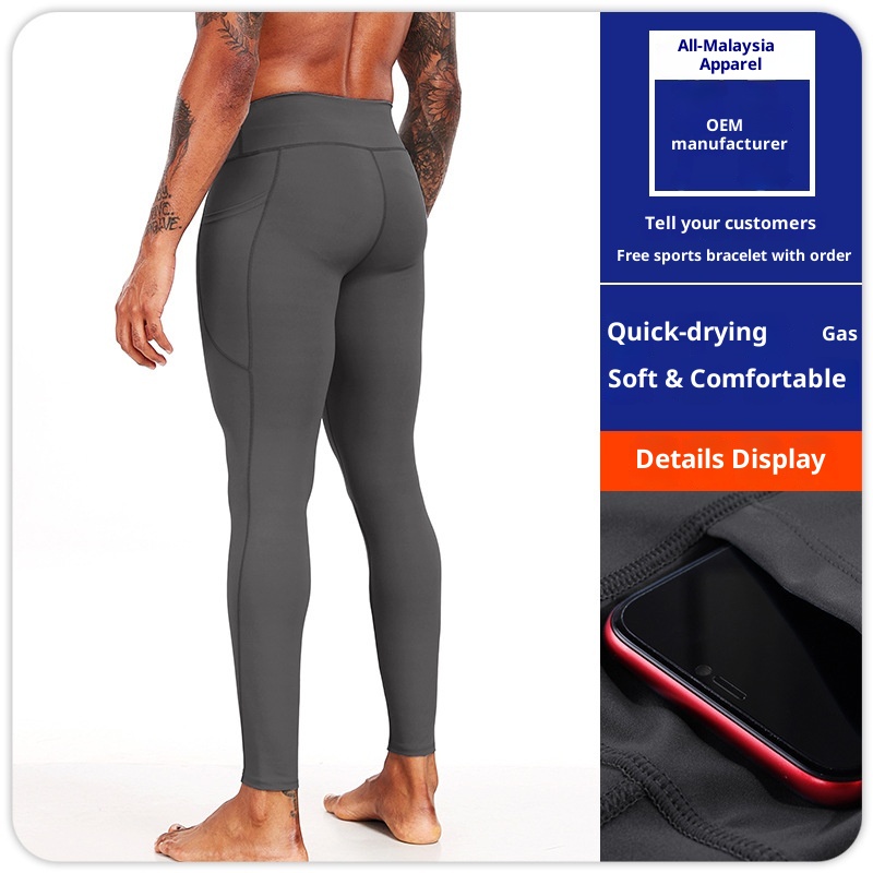 001 Herren Shark Lauf-Tight Yoga Marathon Kompressionshose mit hohem elastischem Bund für Leichtathletik_voghion.com