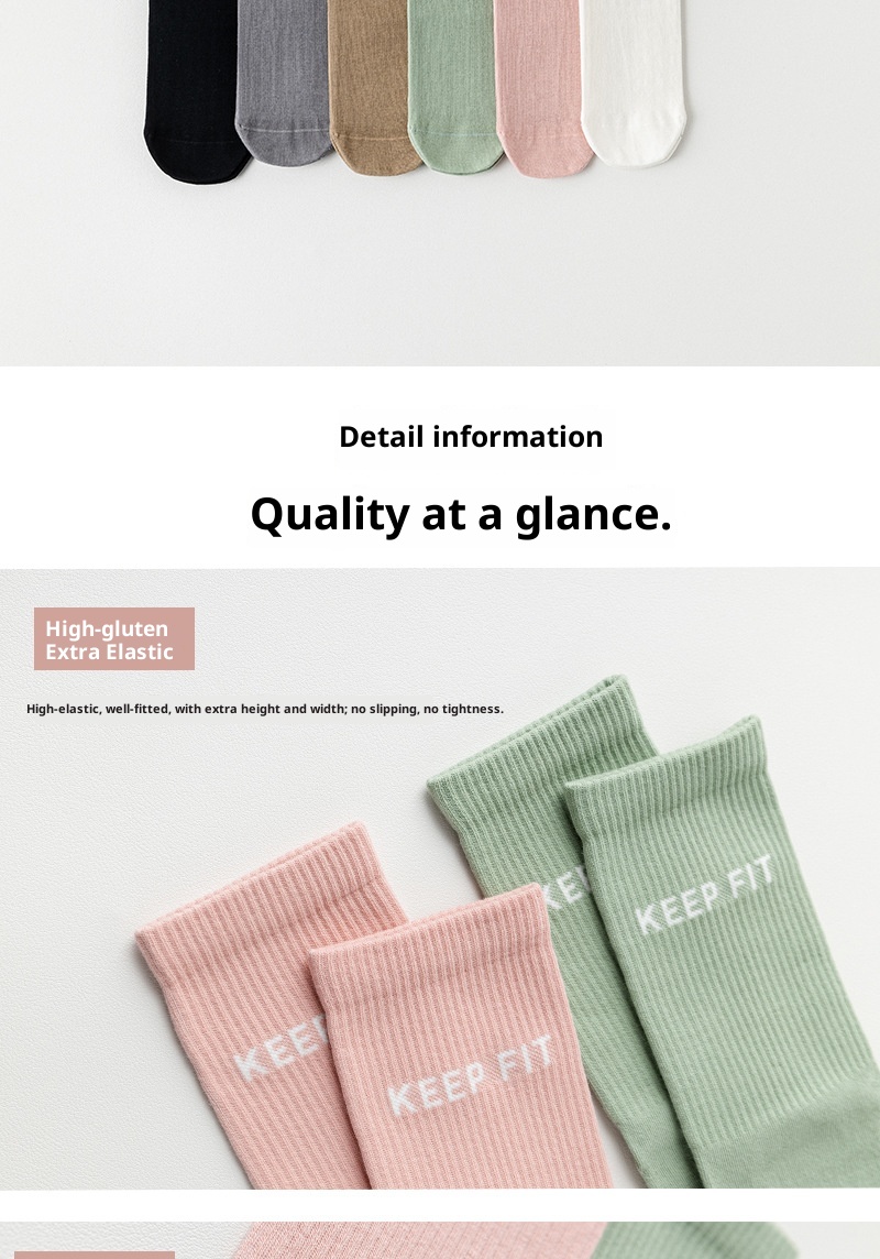 001 001 Yoga Non-Slip Professional Mid-Calf Pressure Pilates Fitness Dance Sports Anti-Pilling Cotton Socks Women_voghion.com