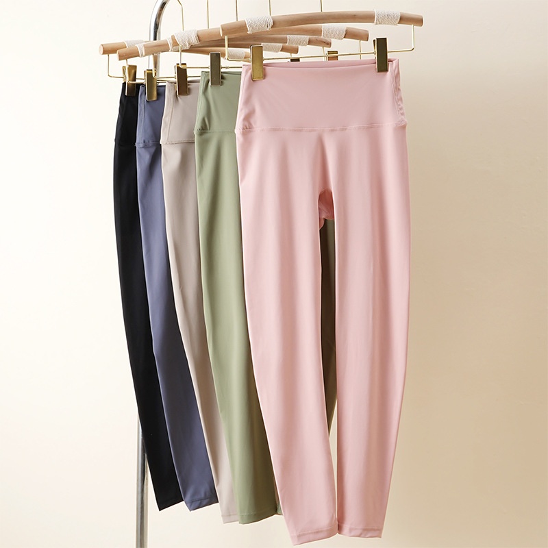 Legging de yoga Lulu Style couleur crème pour femme, effet seconde peau, taille haute, effet push-up, vêtement de sport moulant, sous-vêtement technique, séchage rapide_voghion.com