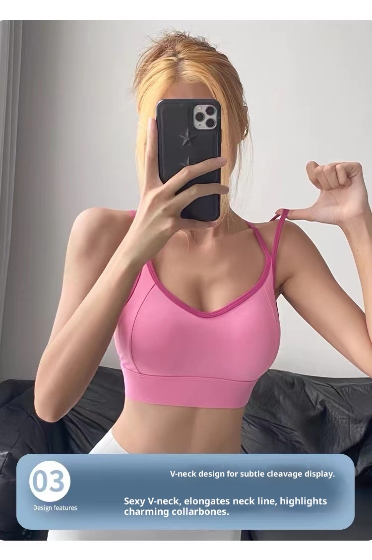 Top deportivo push-up para mujer, resistente a impactos, ideal para correr, entrenar y hacer ejercicio. Diseño de espalda de una pieza tipo top tipo sujetador deportivo para yoga._voghion.com