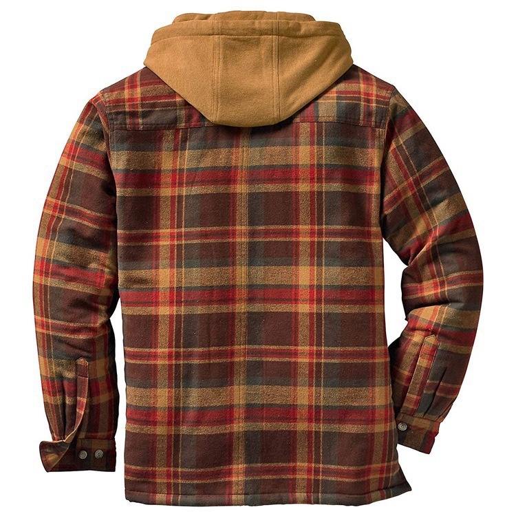 ActiveGo ActiveGo Commercio Estero Abbigliamento Uomo Stile Europeo e Americano Autunno Inverno Cotone Spesso Plaid Manica Lunga Largo Con Cappuccio_voghion.com