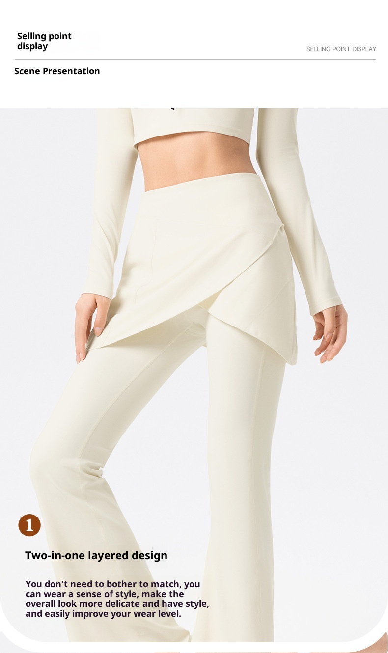 Ensemble deux pièces 001 pour femme : jupe évasée taille haute amincissante pour le sport en extérieur, le fitness, le Pilates et le yoga._voghion.com