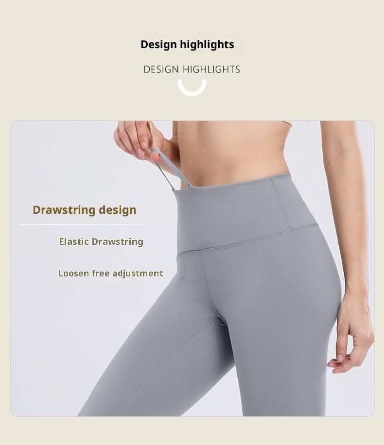 001 Wunder Train Drawstring Nine-point Naked Feel Breathable Double-sided Brushed Long Tummy Control Hip Lift Yoga Pants_voghion.com