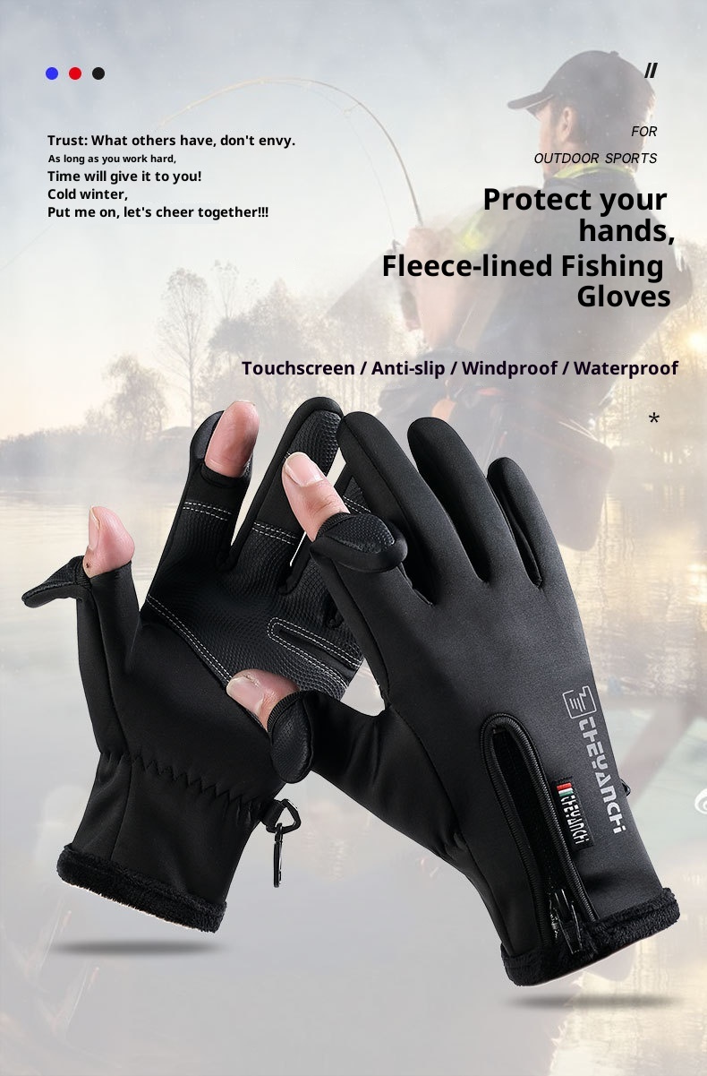 Guantes deportivos de invierno ActiveGo Cycling Q808 para hombre, con dos dedos expuestos, pantallas táctiles, gruesos, cálidos, ideales para pesca, ciclismo y esquí._voghion.com