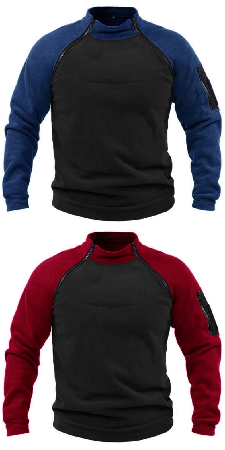 ActiveGo ActiveGo Fabricant transfrontalier européen-américain Sweat-shirt à col montant Printemps et automne Coupe ample à double manches Color Block_voghion.com