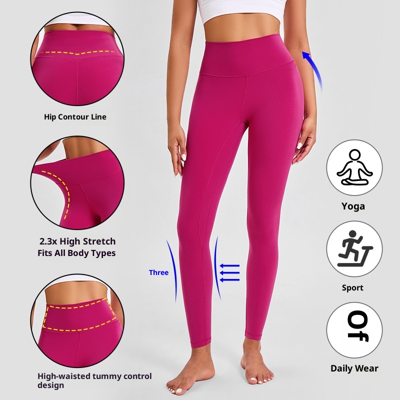 Legging de sport 001 en lycra spandex ultra-élastique effet mouillé, doux pour la peau, effet seconde peau, taille haute, effet push-up._voghion.com