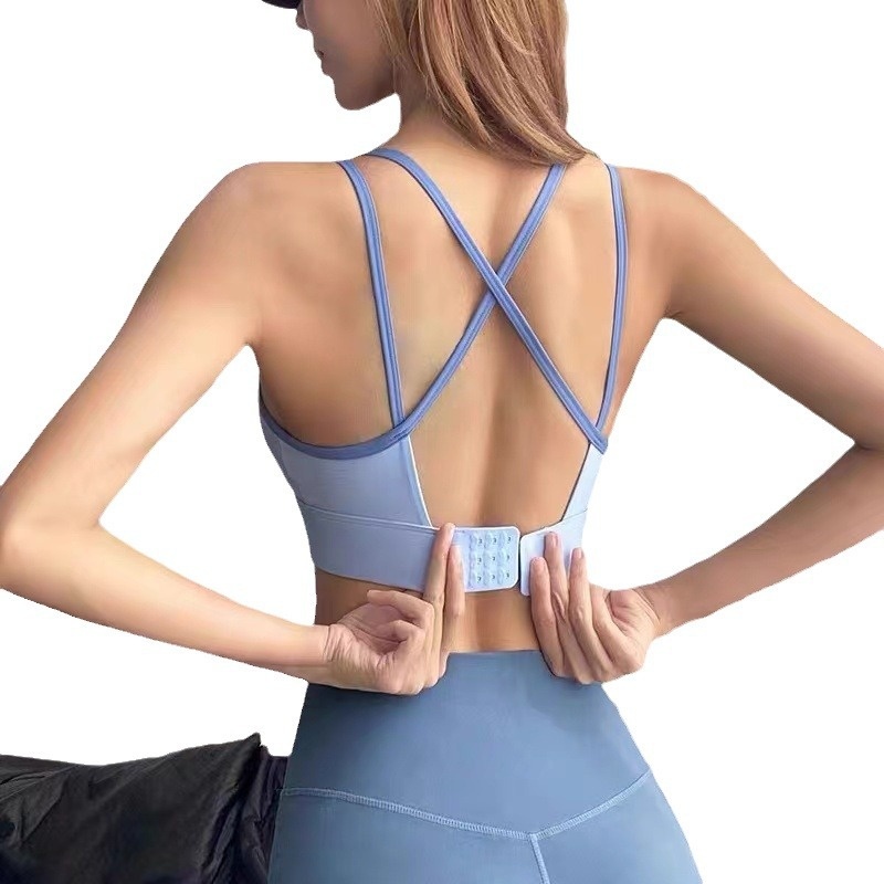 001 Push-Up Sports For Women, Shockproof Running Training Fitness Top, Beautiful Back One-Piece Vest Yoga Shirt Bra_voghion.com