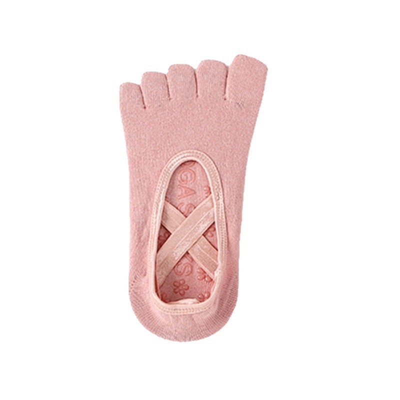 001 Großhandel Neue Zehenkreuzsocken für Damen, rutschfest, Sport, Yoga, einfarbig, offene Rückseite, Fünf-Zehen-Socken_voghion.com