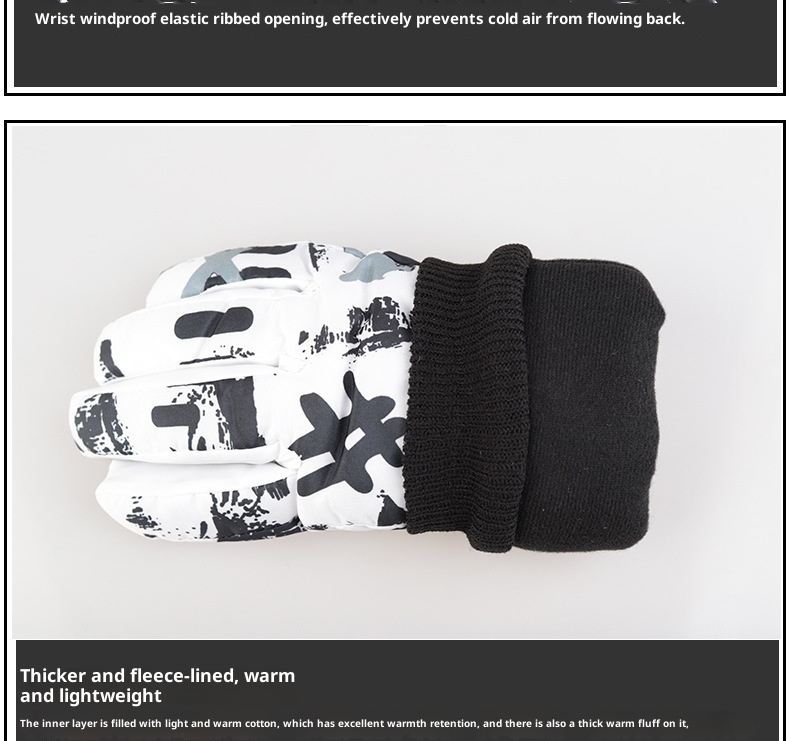 ActiveGo Winter Heren en Dames Koudebestendig Fleecegevoerd Verdikt Katoen Waterdicht Antislip Warm Fietsen Buiten Wit Graffiti_voghion.com