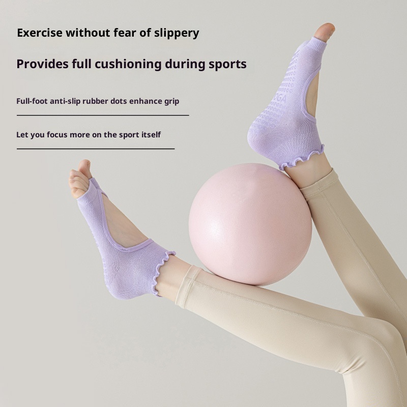 001 Calzini sportivi in pizzo con punta aperta, traspiranti, antiscivolo, per Pilates, Yoga, Fitness e Danza, in cotone, assorbenti e traspiranti_voghion.com